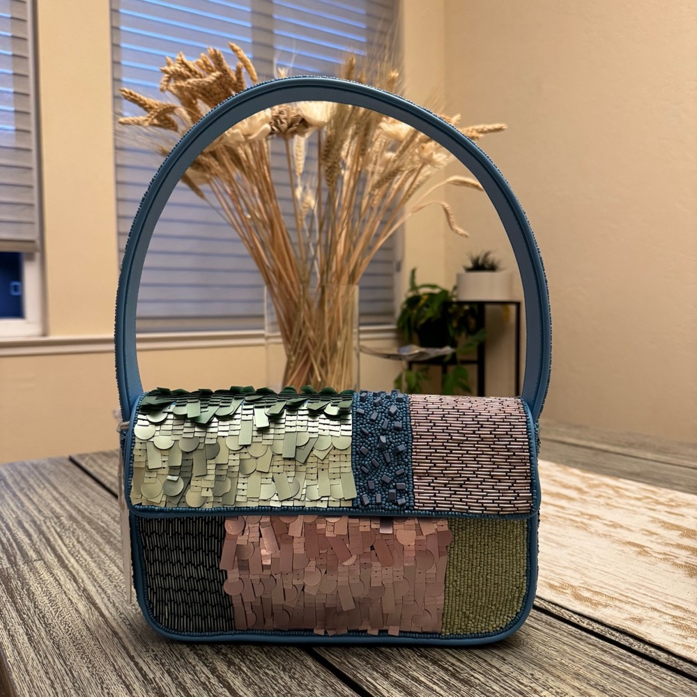 NWT Staud Tommy Patchwork Sherbet Beaded Bag